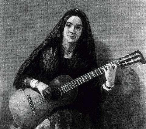 Hráčka na kytaru z 19. století